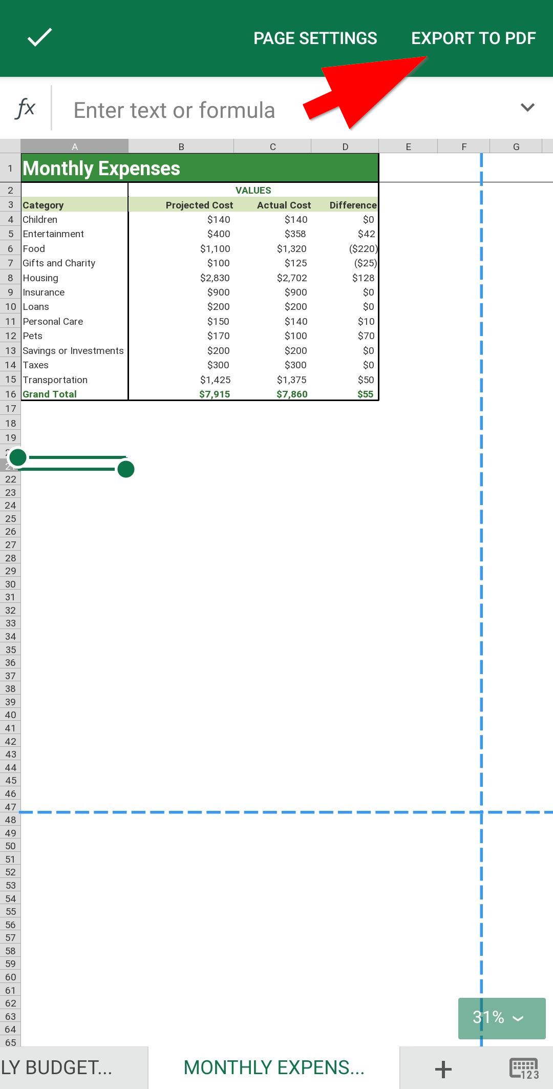 Export a spreadsheet to PDF – OfficeSuite