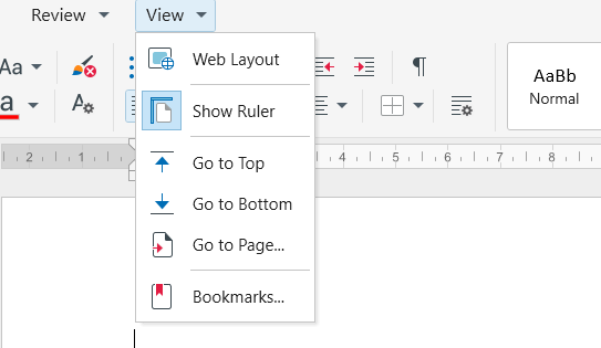 Show ruler store in word